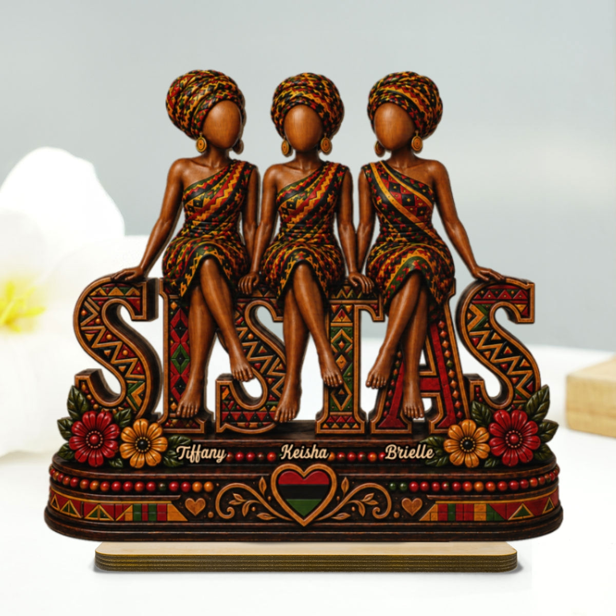 Strong Beautiful Sistas - Personalized 2-Layered Wooden Plaque - Birthday Gift, Gift For Best Friends