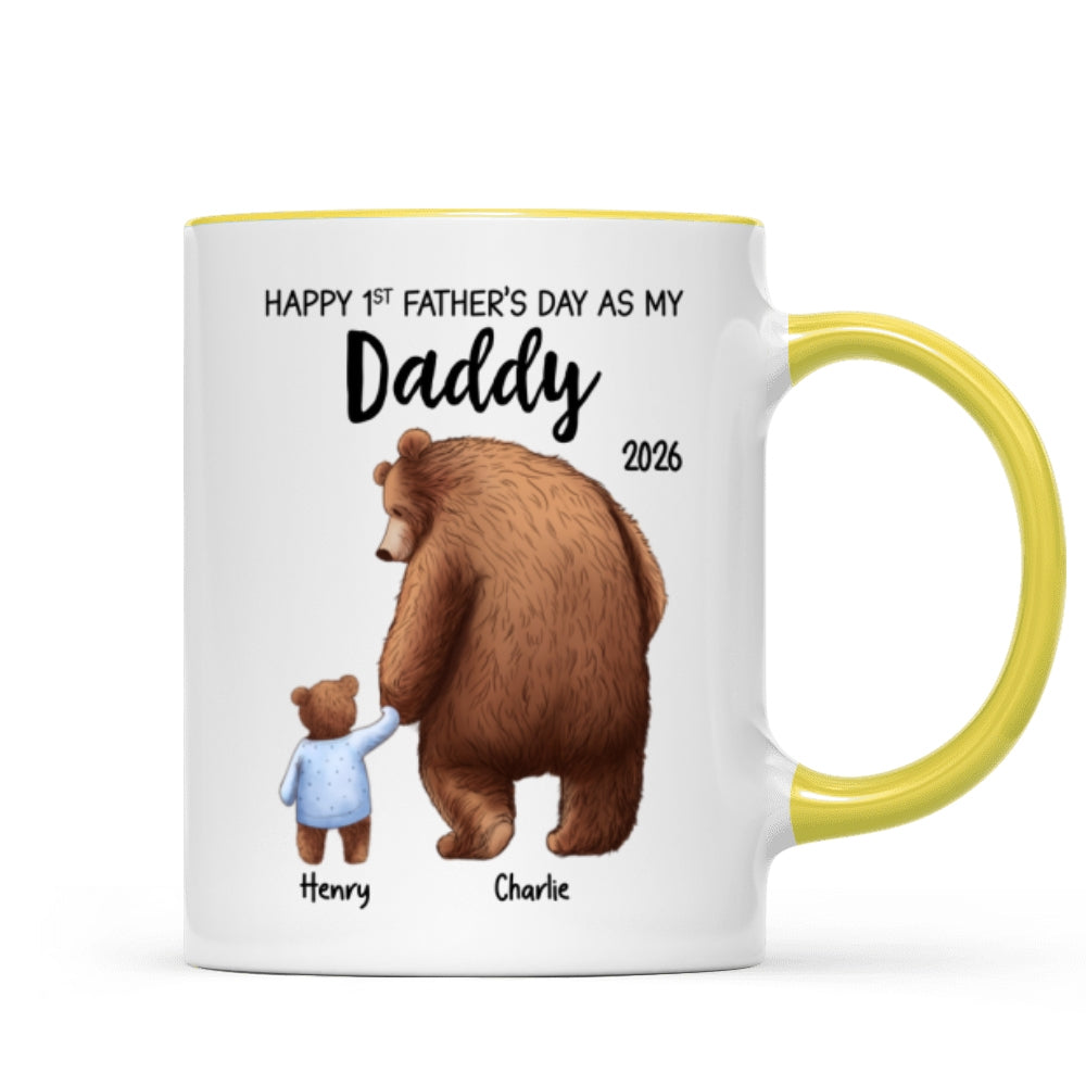 Happy 1st Father's Day Daddy Bear & Cub - Personalized Mug - Father's Day Gift For New Dad