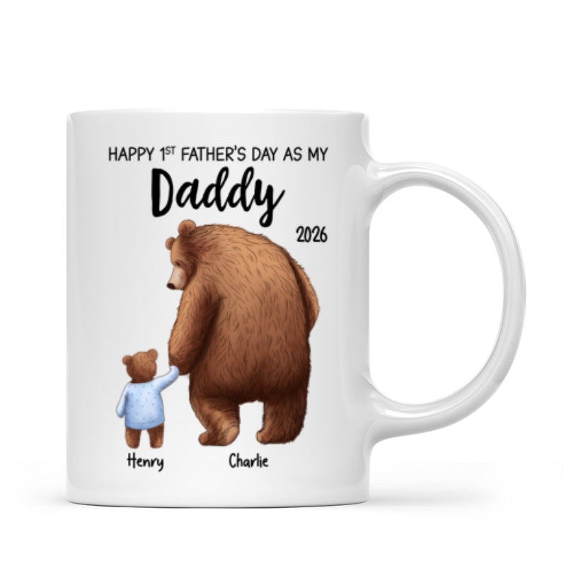 Happy 1st Father's Day Daddy Bear & Cub - Personalized Mug - Father's Day Gift For New Dad