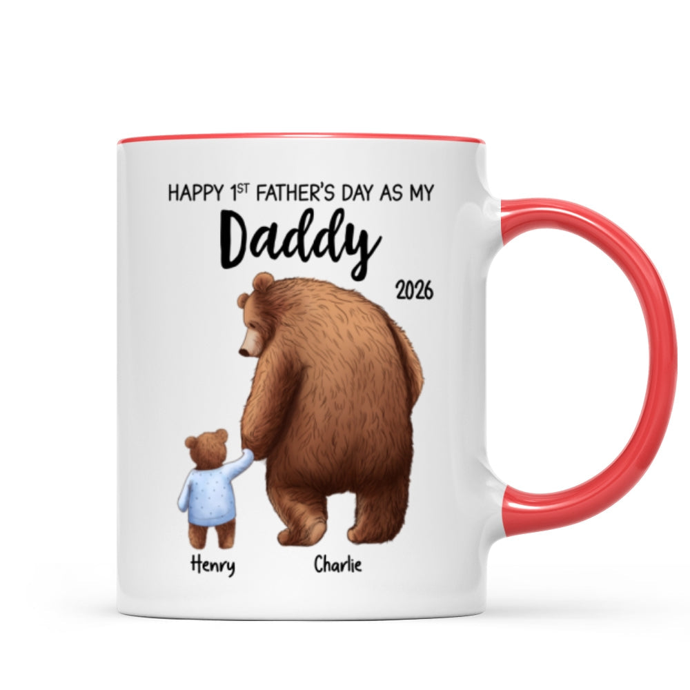 Happy 1st Father's Day Daddy Bear & Cub - Personalized Mug - Father's Day Gift For New Dad