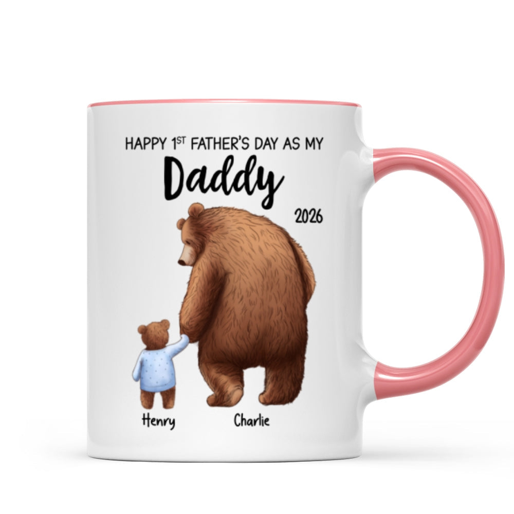 Happy 1st Father's Day Daddy Bear & Cub - Personalized Mug - Father's Day Gift For New Dad