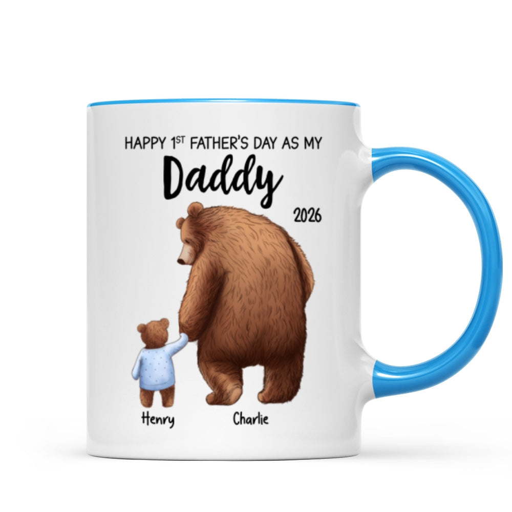 Happy 1st Father's Day Daddy Bear & Cub - Personalized Mug - Father's Day Gift For New Dad