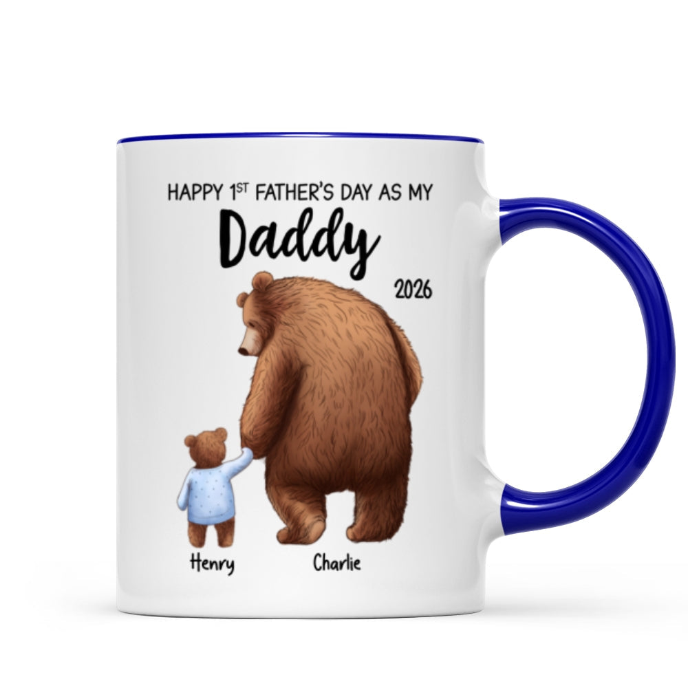 Happy 1st Father's Day Daddy Bear & Cub - Personalized Mug - Father's Day Gift For New Dad