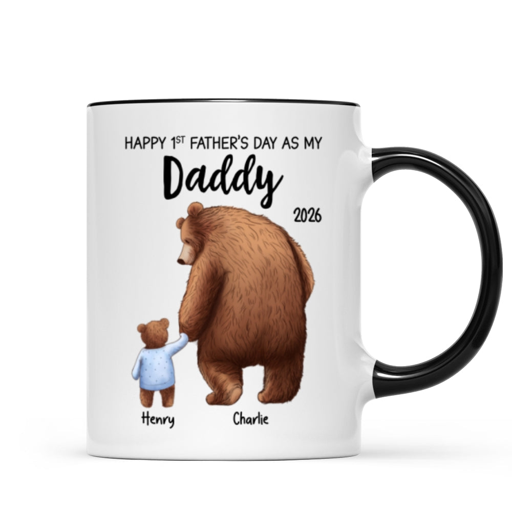 Happy 1st Father's Day Daddy Bear & Cub - Personalized Mug - Father's Day Gift For New Dad