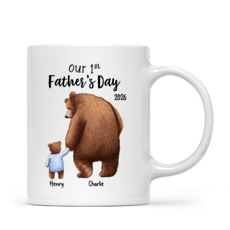 Happy 1st Father's Day Daddy Bear & Cub - Personalized Mug - Father's Day Gift For New Dad