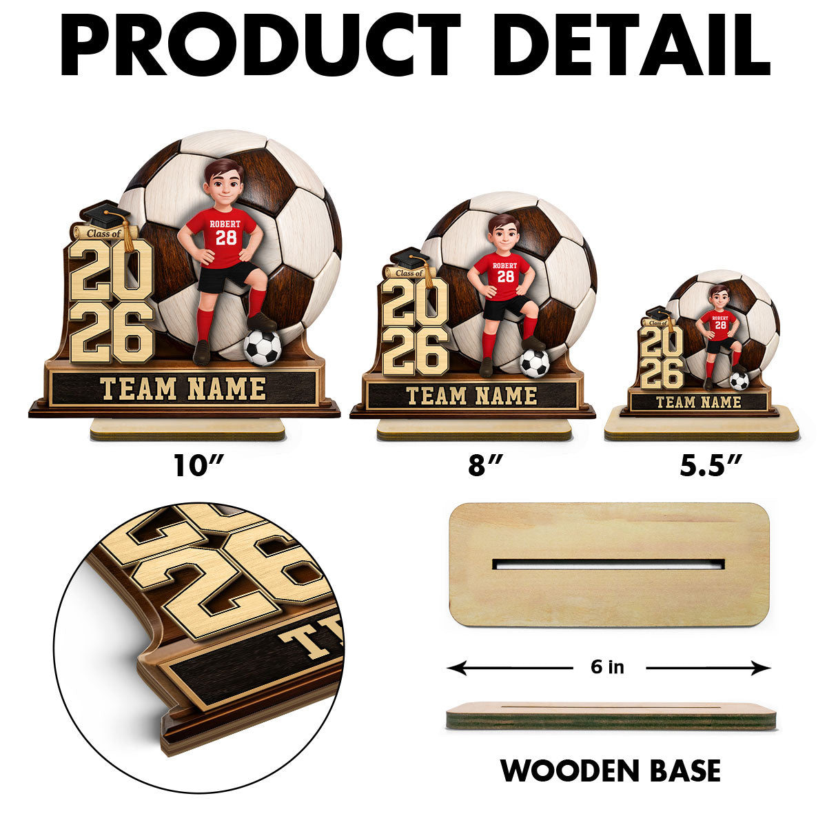 Soccer Senior Keepsake 2D Flat - Personalized 2-Layered Wooden Plaque - Graduation Gift For Son, Daughter
