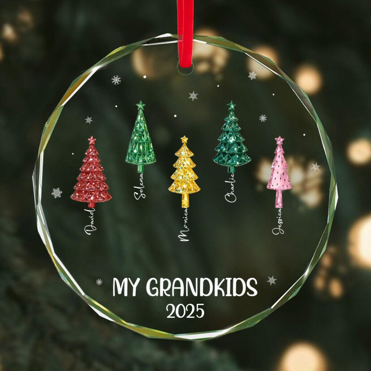 My Grandkids Christmas Tree 3D Crystal Effect - Personalized Glass Ornament - Christmas Gift for Grandma