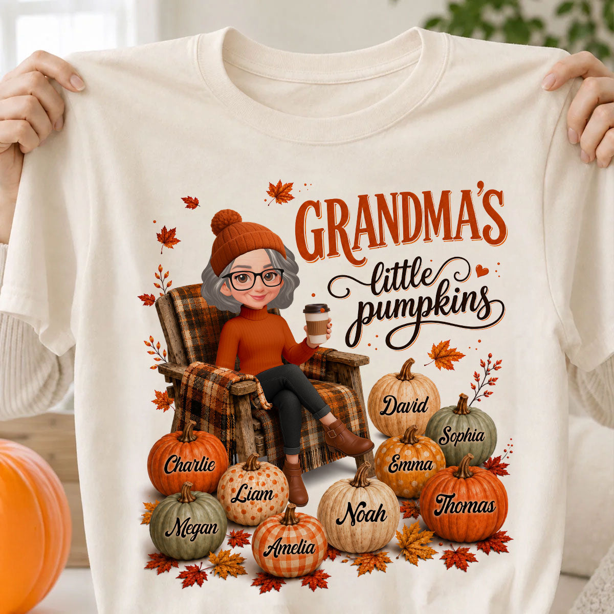 Grandma's Little Pumpkins - Personalized Shirt - Trendy Fall Tee for Grandma
