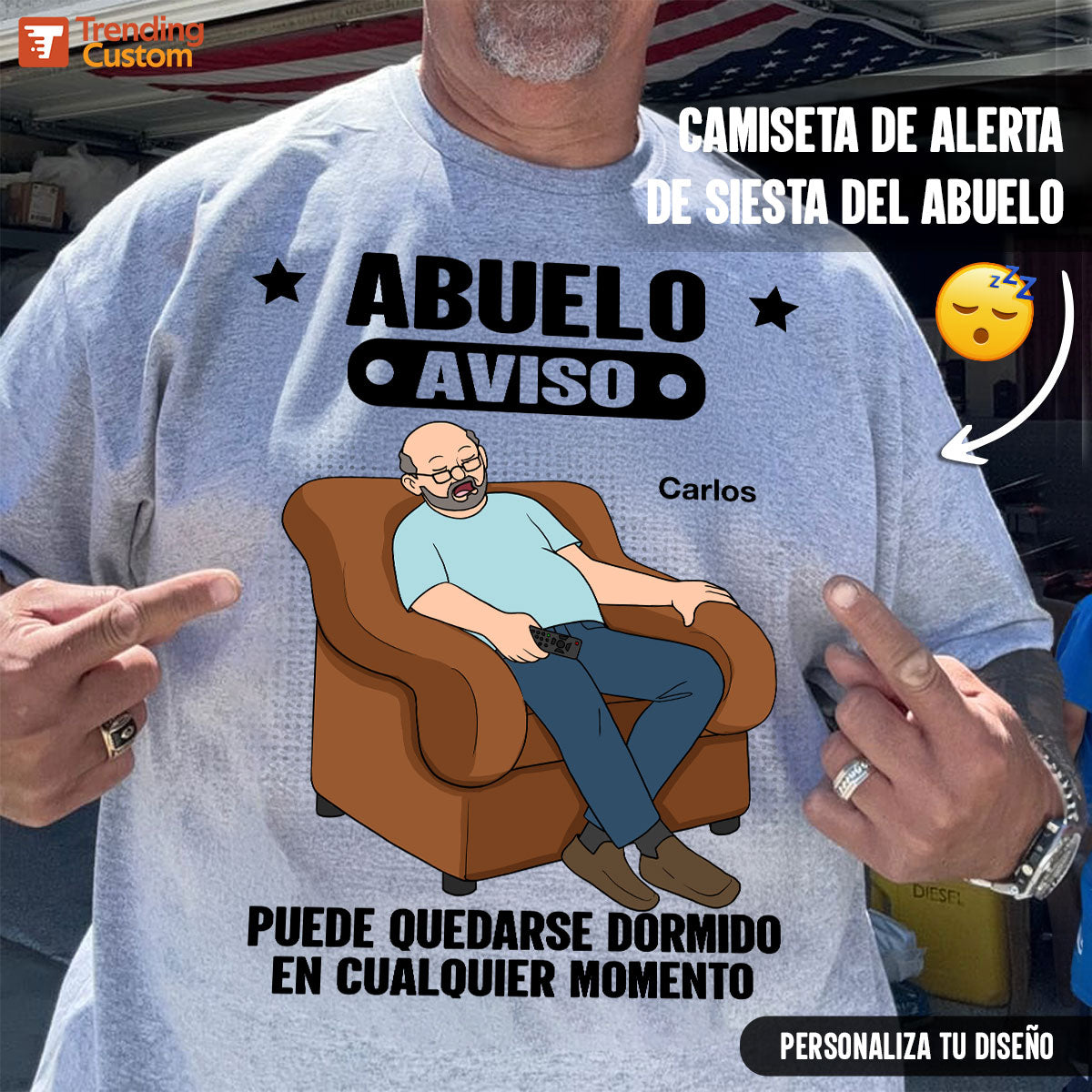 Abuelo Warning May Nap Suddenly At Any Time - Personalized Shirt - Spanish Version Funny Father's Day Gift For Husband, Dad, Grandpa
