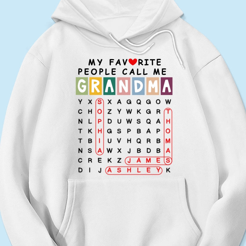 Favorite People Call Me Grandma Word Search Puzzle - Personalized Shirt - Heartfelt Gift For Grandma, Mom