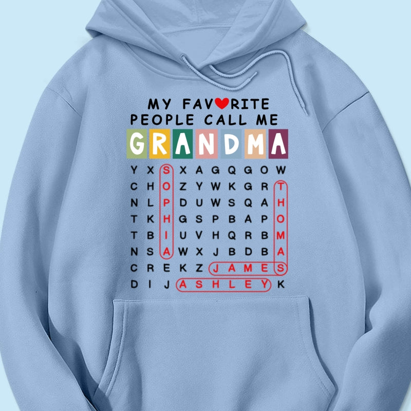 Favorite People Call Me Grandma Word Search Puzzle - Personalized Shirt - Heartfelt Gift For Grandma, Mom