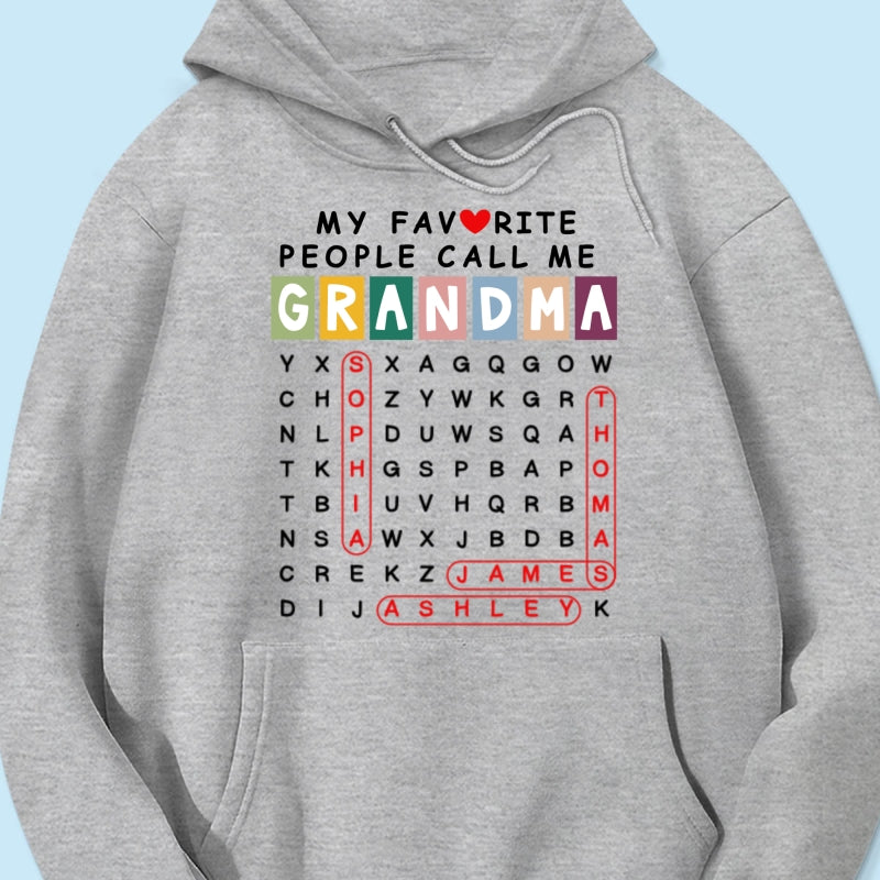 Favorite People Call Me Grandma Word Search Puzzle - Personalized Shirt - Heartfelt Gift For Grandma, Mom