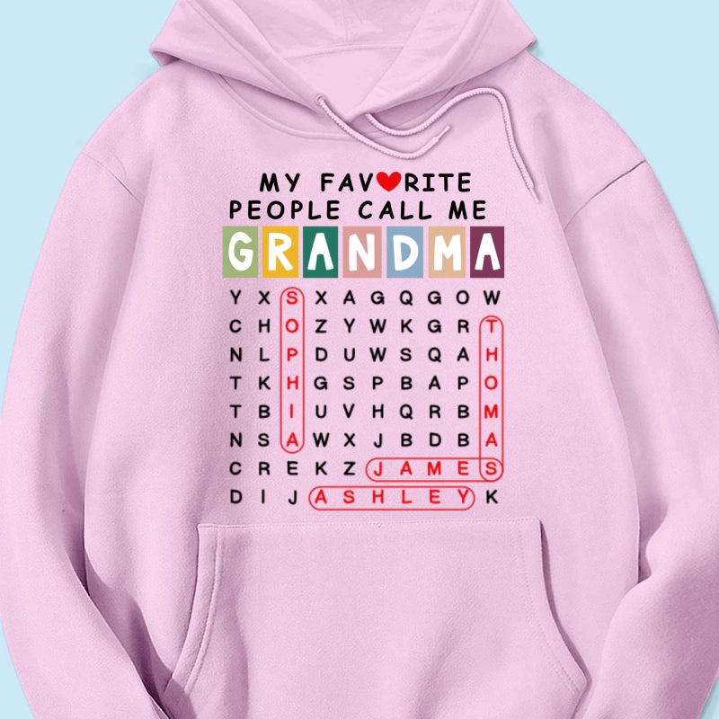 Favorite People Call Me Grandma Word Search Puzzle - Personalized Shirt - Heartfelt Gift For Grandma, Mom