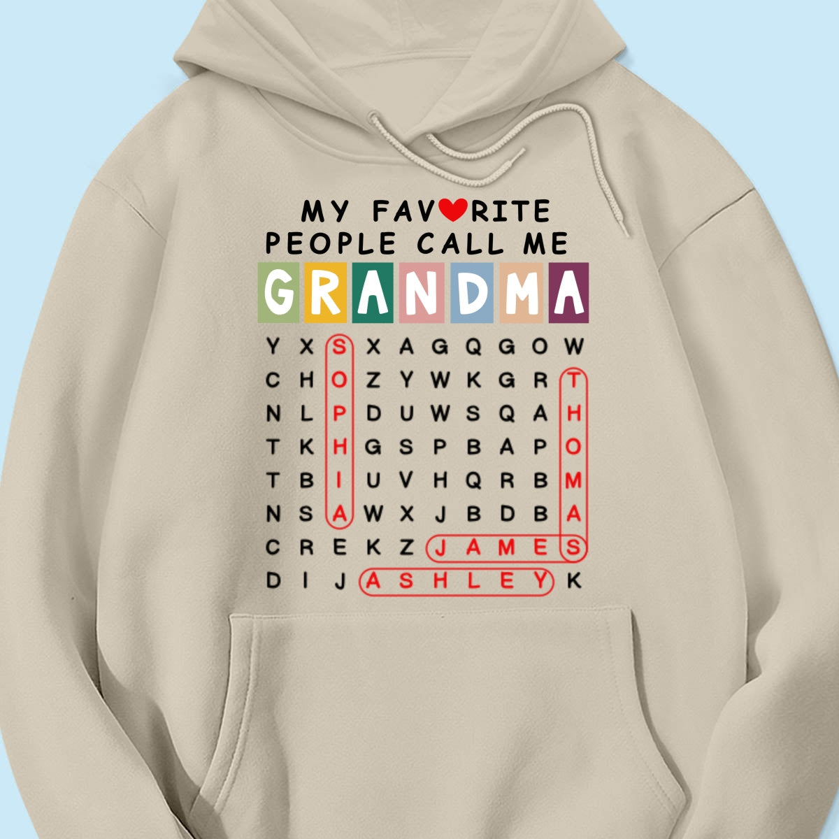 Favorite People Call Me Grandma Word Search Puzzle - Personalized Shirt - Heartfelt Gift For Grandma, Mom