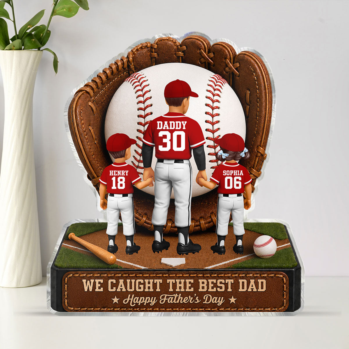 Baseball Dad Legend We Caught The Best Dad - Personalized Acrylic Block Plaque -  Gift For Dad