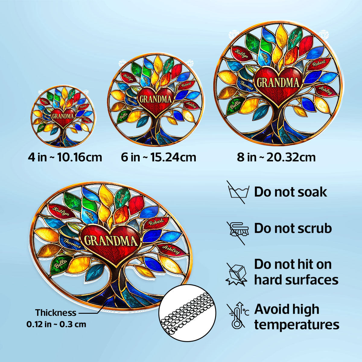 Grandma Colorful Tree Of Life - Personalized Suncatcher Ornament - Mother's Day Gift For Grandma, Mom, Wife