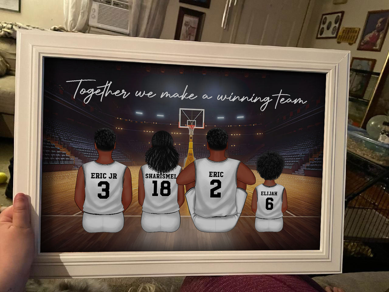 Daddy's Team Basketball Family Sitting Personalized Poster, Gift For Family, Dad, Grandpa, Husband