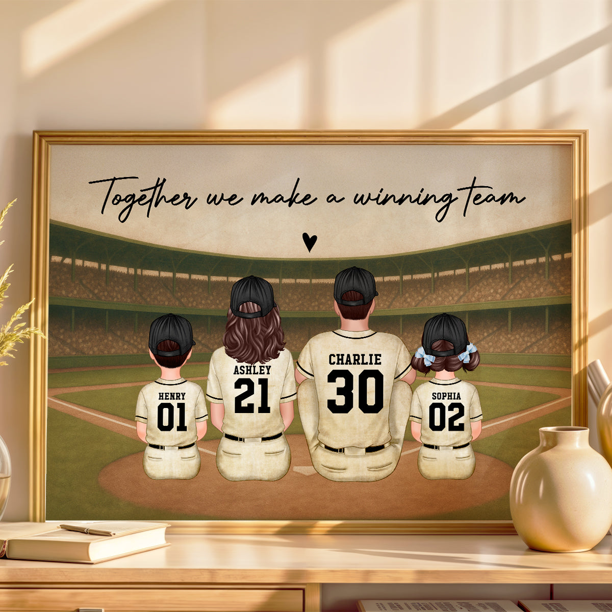 Retro Vintage Baseball Family Personalized Poster