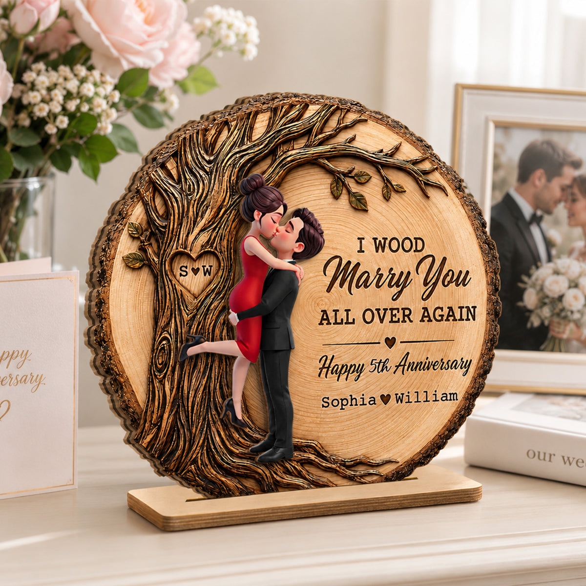 I Would Marry You All Over Again - Personalized 2-Layered Wooden Plaque - Couple Anniversary Gift for Her, for Him