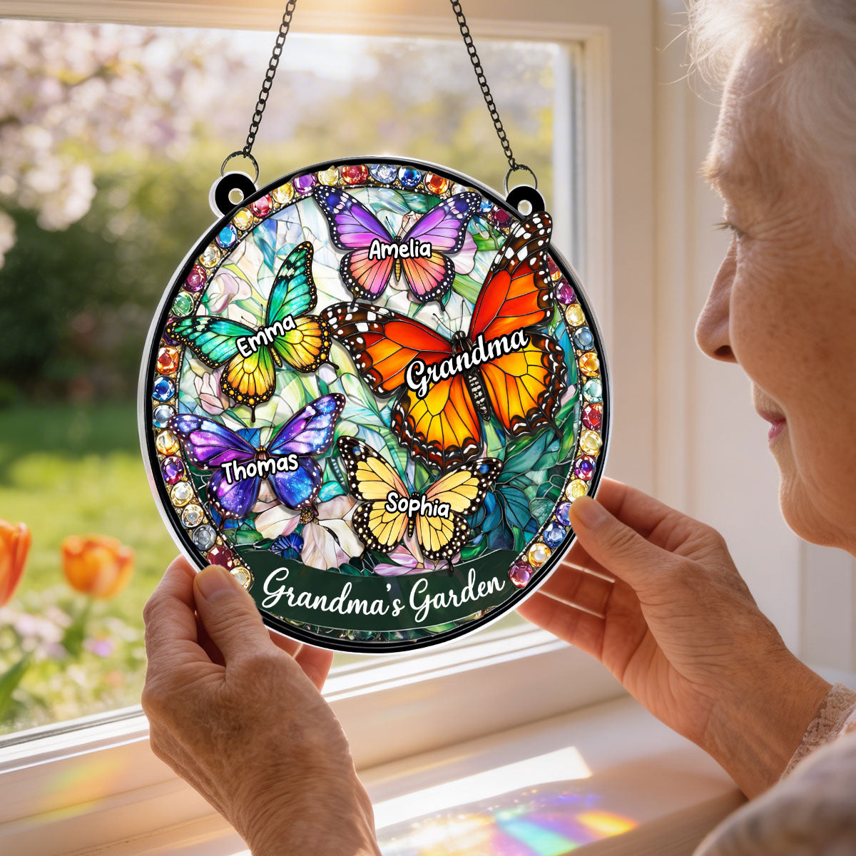 Grandma's Garden Butterflies - Personalized Suncatcher - Heartfelt Mother's Day Gift for Grandma, Mom