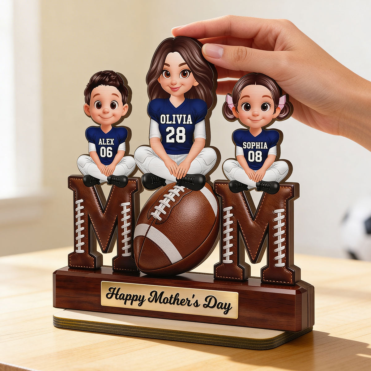 American Football We Scored A Touchdown Getting You As Mom - Personalized 2-Layered Wooden Plaque - Mother's Day Gift For Mom