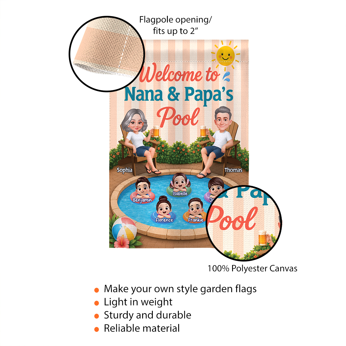 Welcome To Nana & Papa Pool - Personalized Pool Flag
