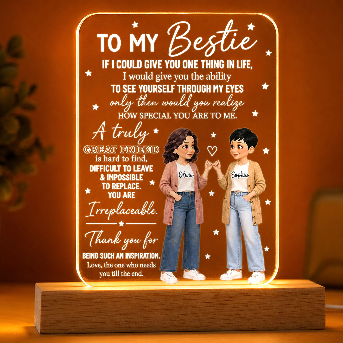 To My Bestie You Are Special To Me Pinky Promise Besties - Personalized Acrylic Plaque LED Night Light - Friendship Gift, Birthday Gift For Best Friends