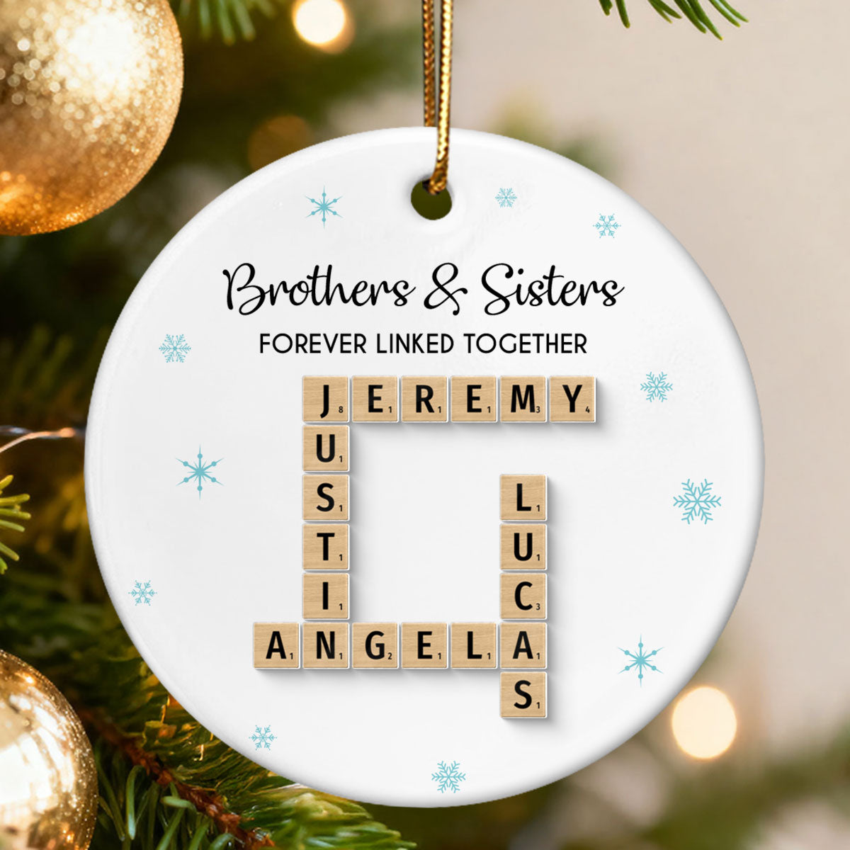 Family Crossword - Personalized Ceramic With Acrylic Ornament - Unique Christmas Gift For Family