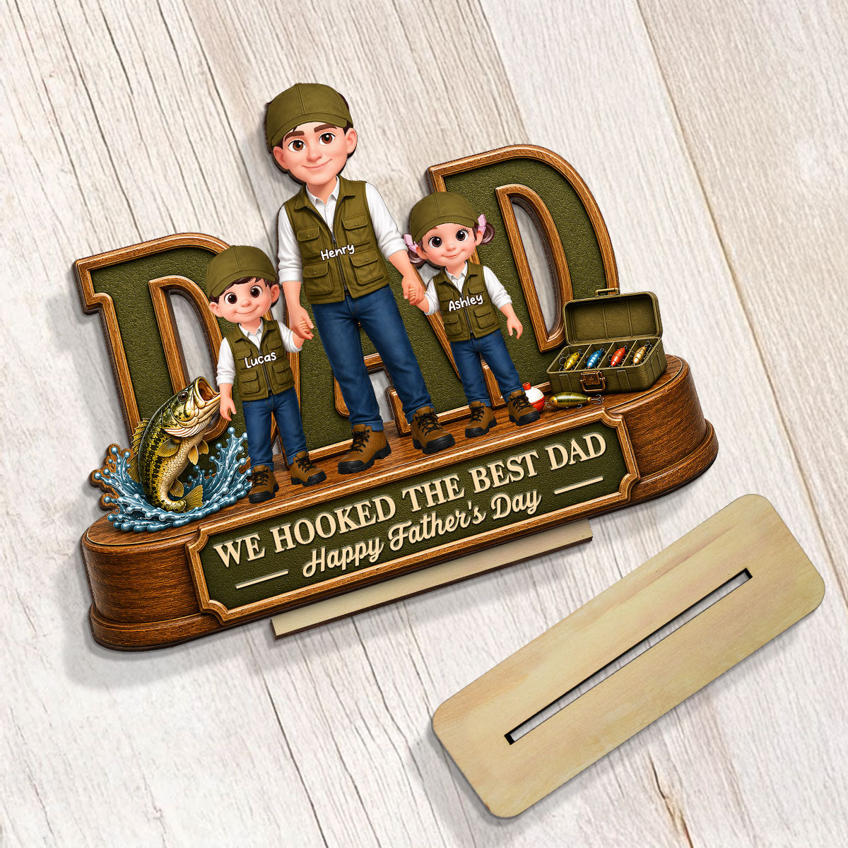 We Hooked The Best Dad Fishing Dad - Personalized 2-Layered Wooden Plaque -  Gift For Fishing Dad, Fishing Lovers