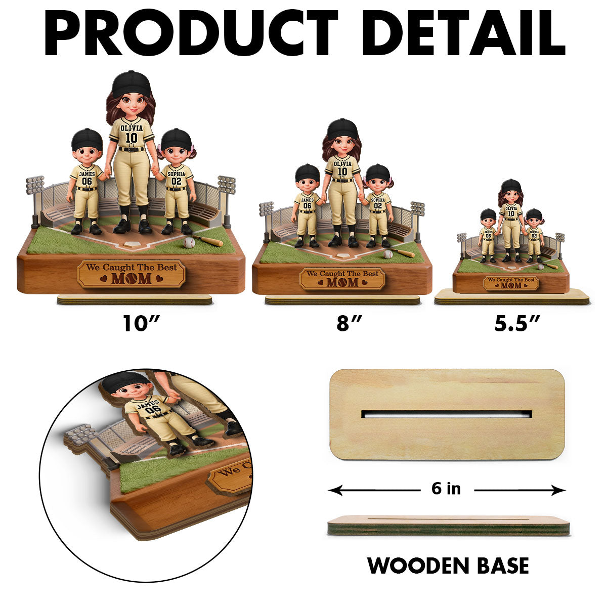 Baseball We Caught The Best Mom - Personalized 2-Layered Wooden Plaque - Mother's Day Gift For Baseball Mom