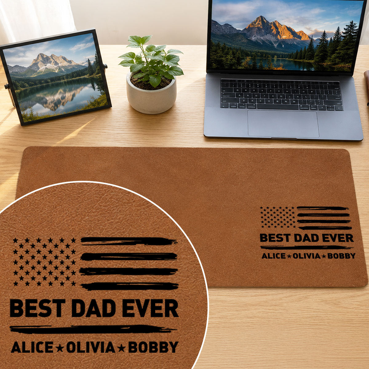 Best Dad Ever Nation Flag - Personalized Desk Mat - Father's Day Gift For Dad, Husband