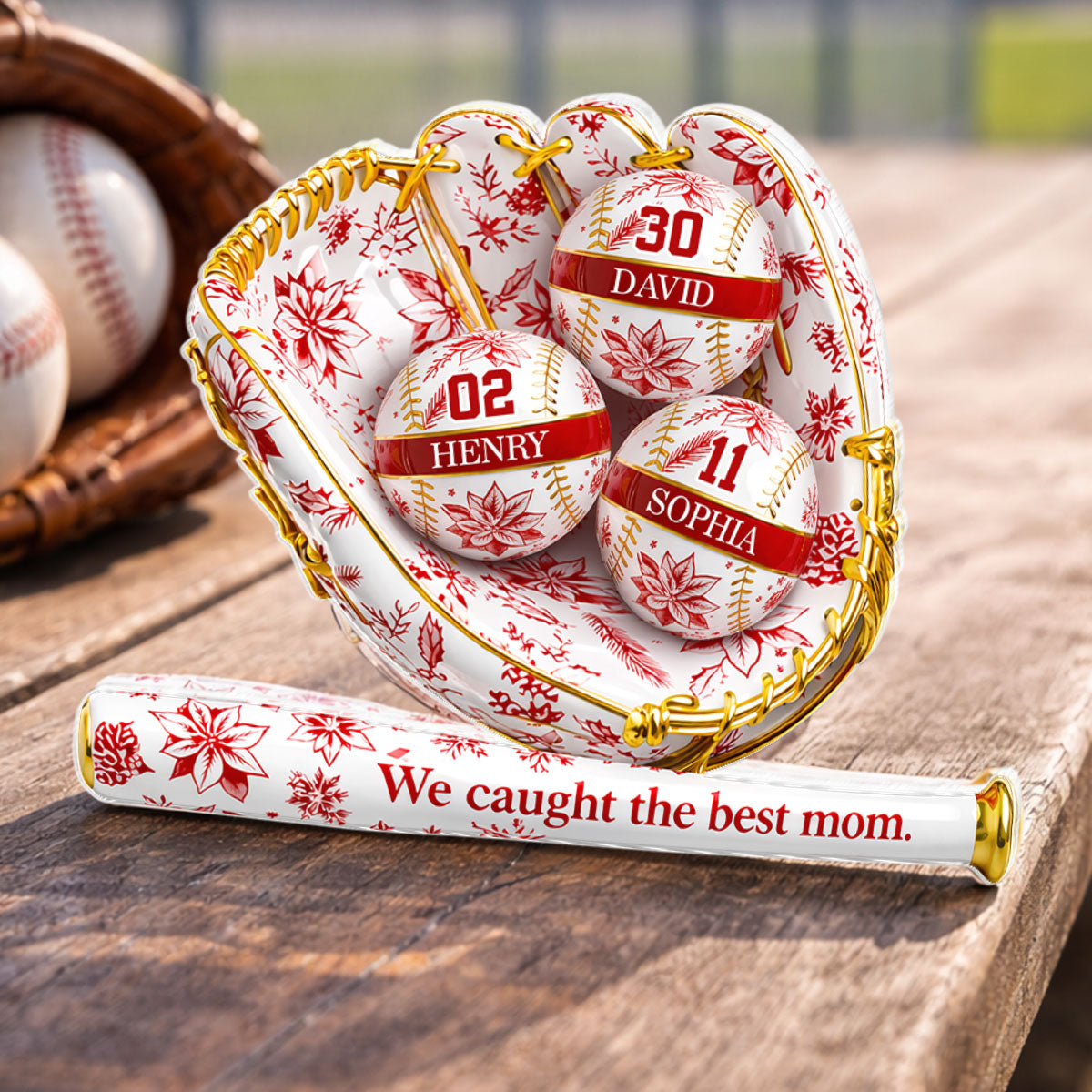 We Caught the Best Mom Toile De Jouy Pattern - Personalized Acrylic Block Plaque - Mother's Day Gift for Mom, Wife