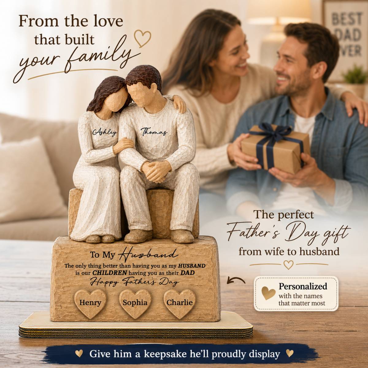 Sentimental Rustic To My Husband The Only Thing - Personalized 2-Layered Wooden Plaque - Heartfelt  Gift For Husband, Dad