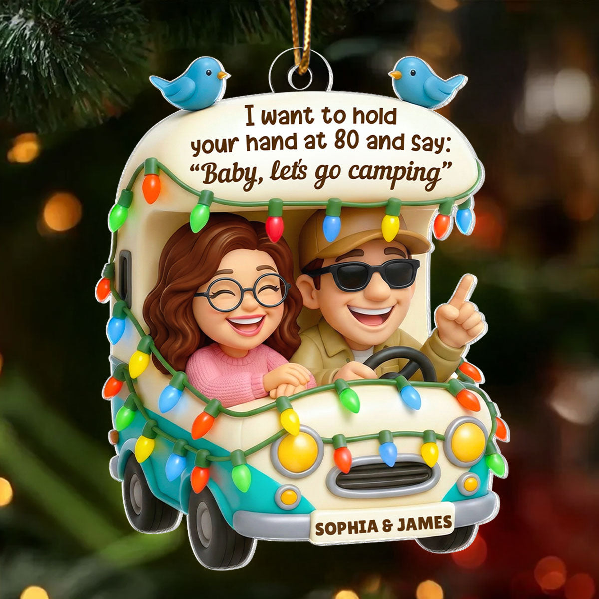 Couple Let's Go Camping - Personalized Acrylic Ornament - Gift For Her, Gift For Him, Gift For Couple