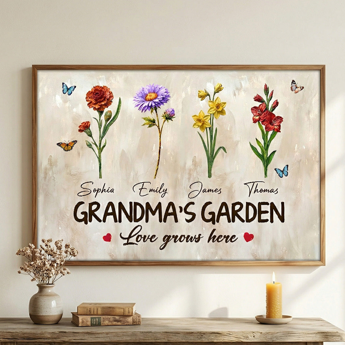 Endless Love Grandma's Garden Birth Month Flowers - Personalized Poster - Mother's Day Gift For Grandma, Mom