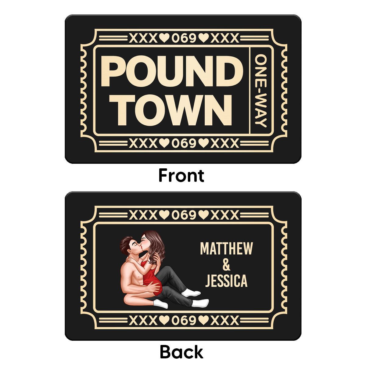 Funny Inappropriate Couple Pound Town Ticket - Personalized Metal Wallet Card - Gift For Him, Gift For Her