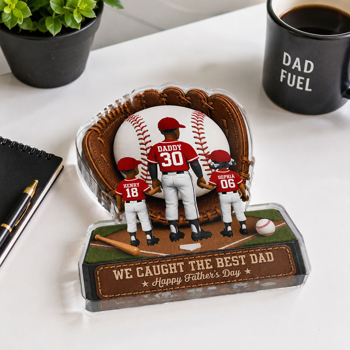 Baseball Dad Legend We Caught The Best Dad - Personalized Acrylic Block Plaque -  Gift For Dad
