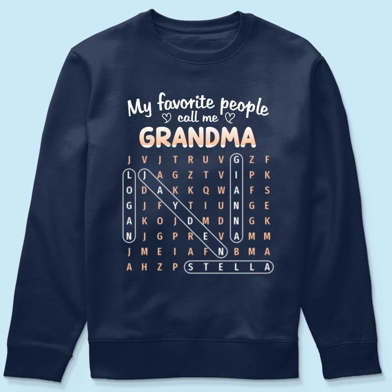 Favorite People Call Me Grandma Word Search Puzzle - Personalized Shirt - Mother's Day Gift For Grandma