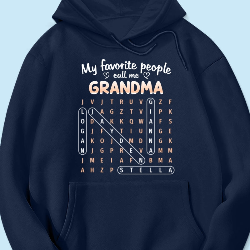 Favorite People Call Me Grandma Word Search Puzzle - Personalized Shirt - Mother's Day Gift For Grandma