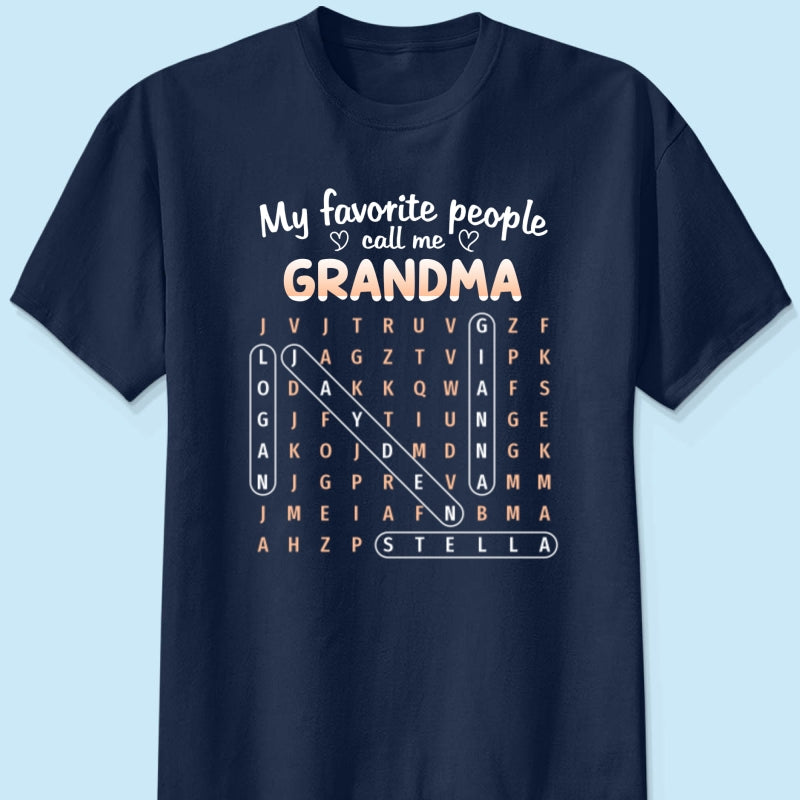 Favorite People Call Me Grandma Word Search Puzzle - Personalized Shirt - Mother's Day Gift For Grandma