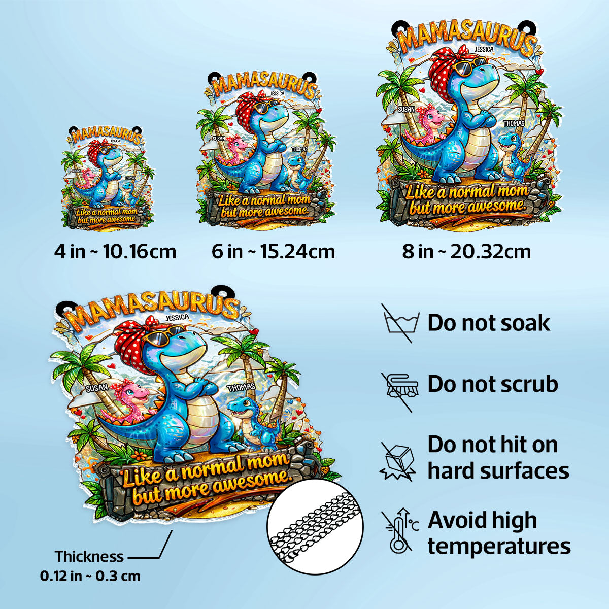 Mamasaurus More Awesome - Personalized Suncatcher - Mother's Day Gift for Mom, Wife