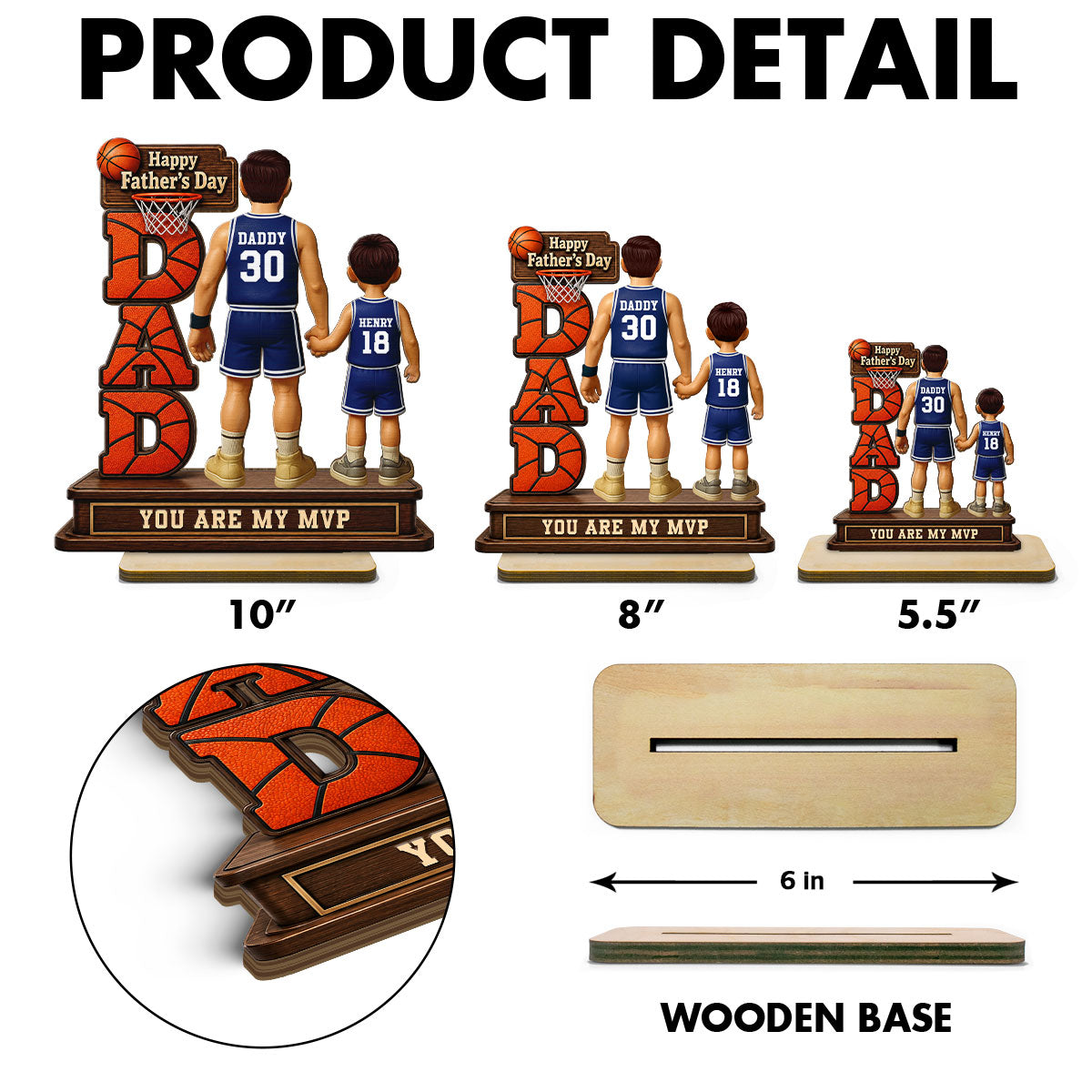 Basketball Dad Legend You Are Our MVP - Personalized 2-Layered Wooden Plaque -  Gift For Dad, Husband, Basketball Fans