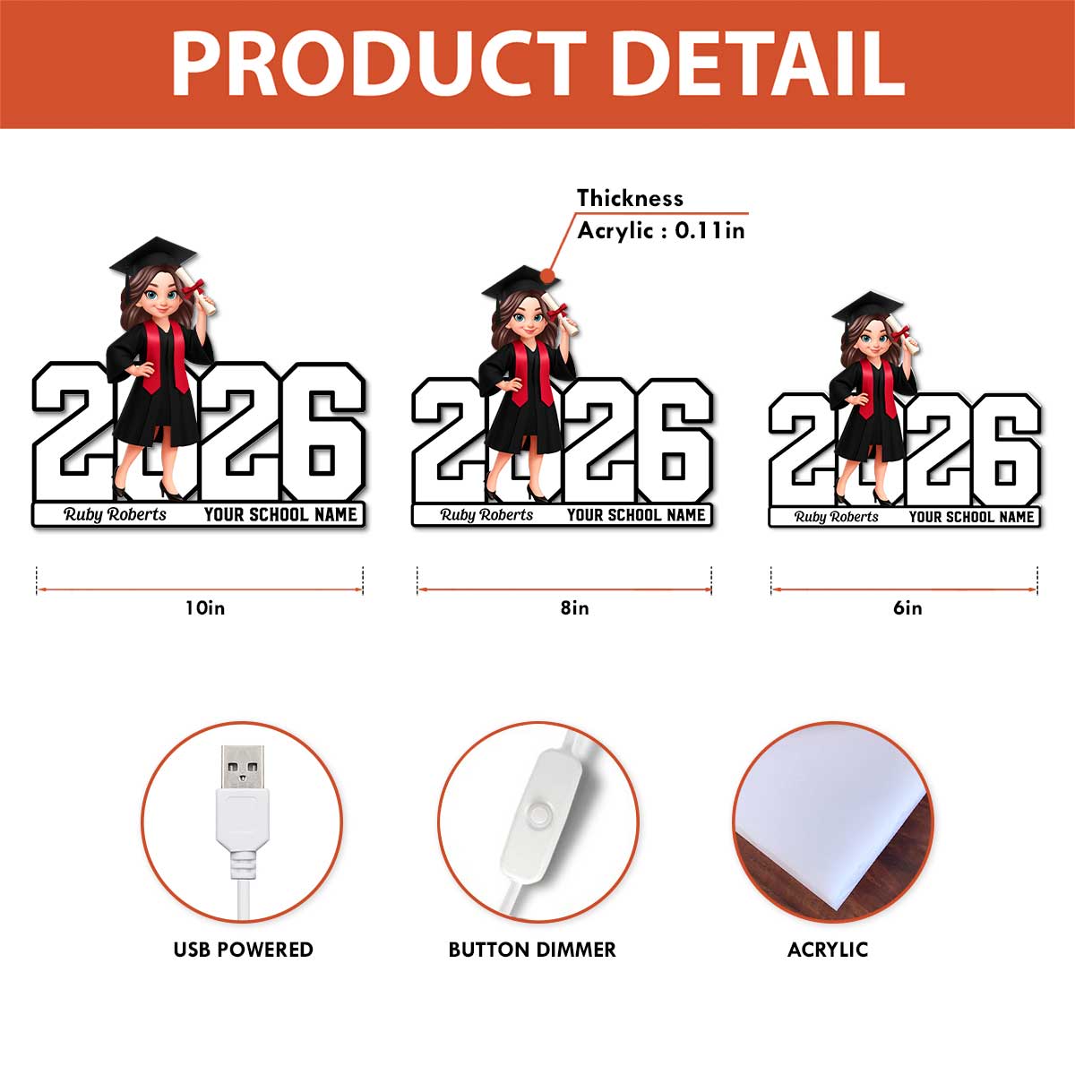 Graduation Senior Class Of Year - Personalized Light Box - Christmas Gift For Graduates