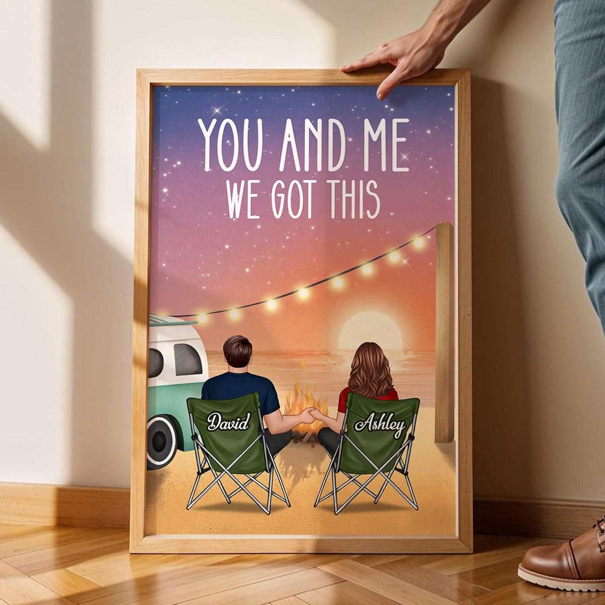 A World To See Couple Sitting At Beach - Personalized Poster - Heartfelt Valentine, Anniversary Gift For Him, For Her
