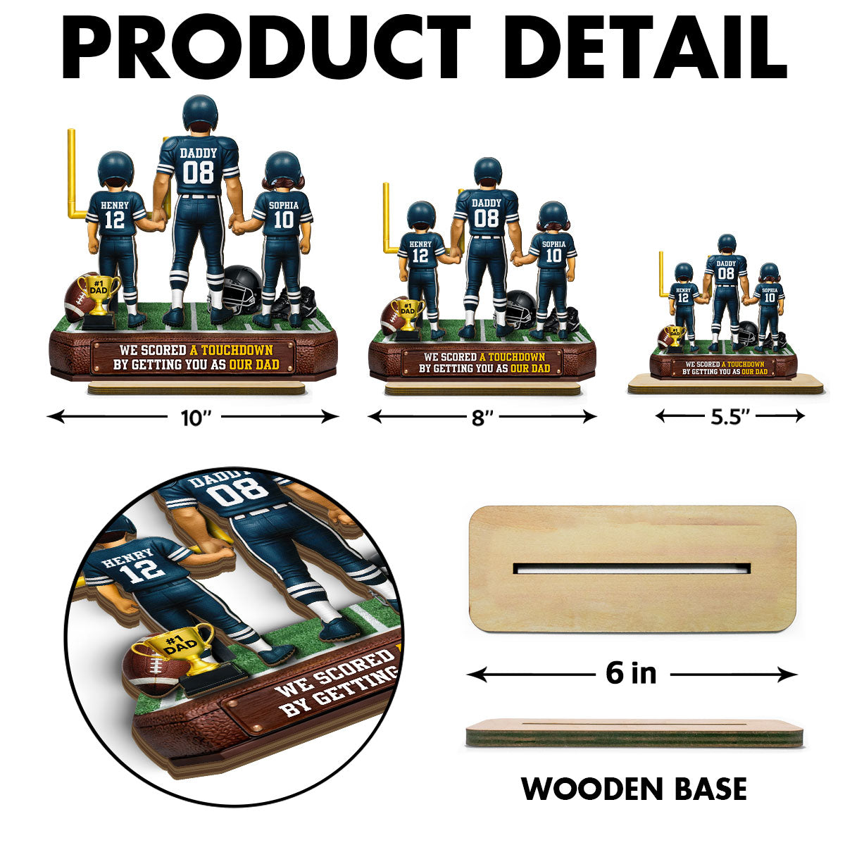 American Football Dad We Scored A Touchdown - Personalized 2-Layered Wooden Plaque - Heartfelt Gift For Football Dad, Gift For Husband