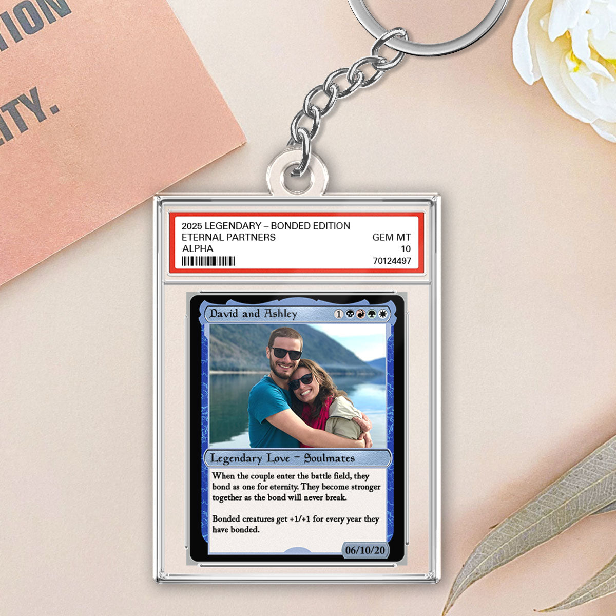 Custom Photo Fantasy Trading Card Style - Personalized Acrylic Keychain - Valentine's Day, Anniversary Gift For Him, For Her