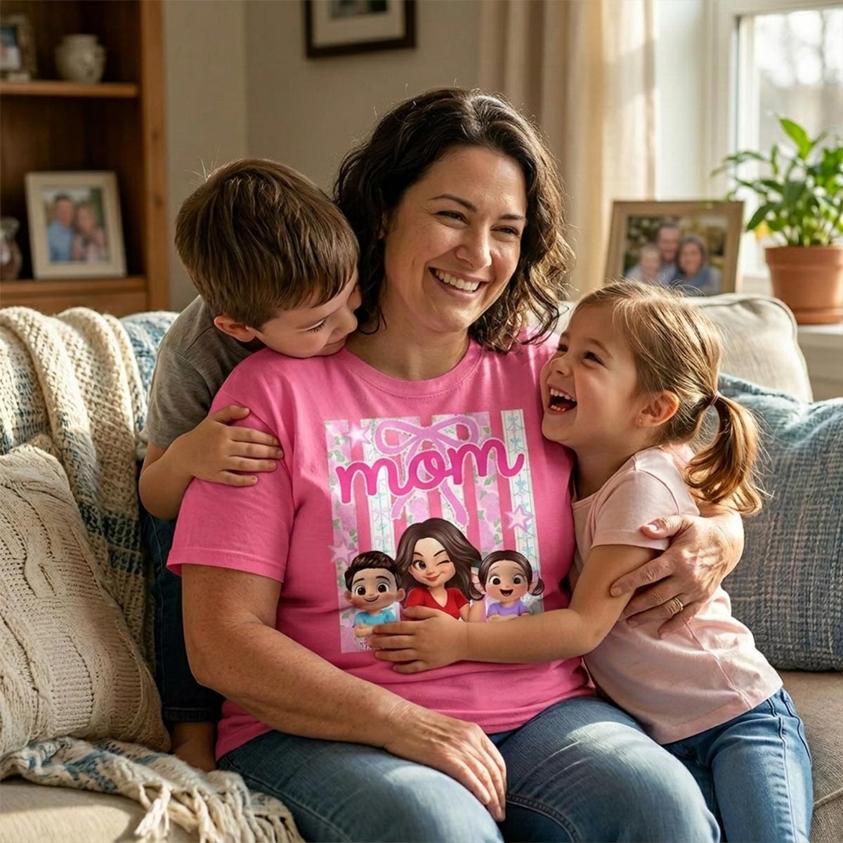 Mom Grandma Striped Coquette Floral - Personalized Shirt - Mother's Day Gift For Mom Grandma