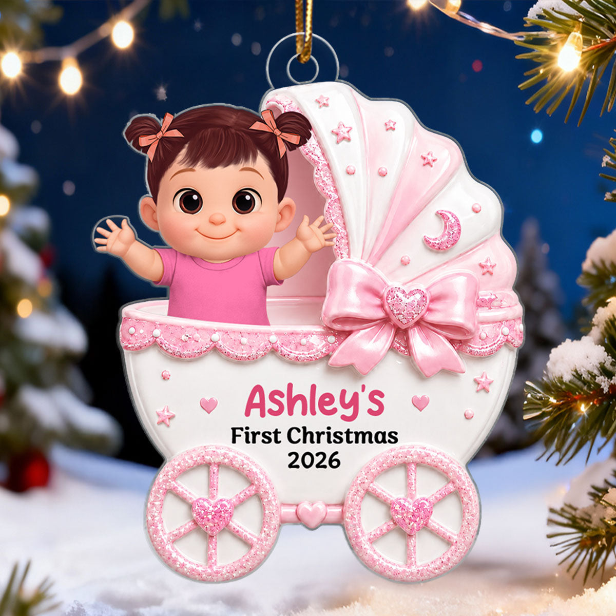 Little Princess Prince Baby Carriage - Personalized Acrylic Ornament - Unique Christmas Gift For New Parent, Newborn Keepsake