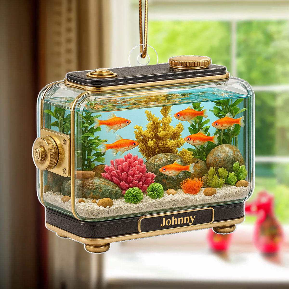 Retro Aquarium Fish Tank - Personalized Acrylic Ornament - Christmas Decor Gift for Fish Lovers, Gift for Office, Home Decor 2025