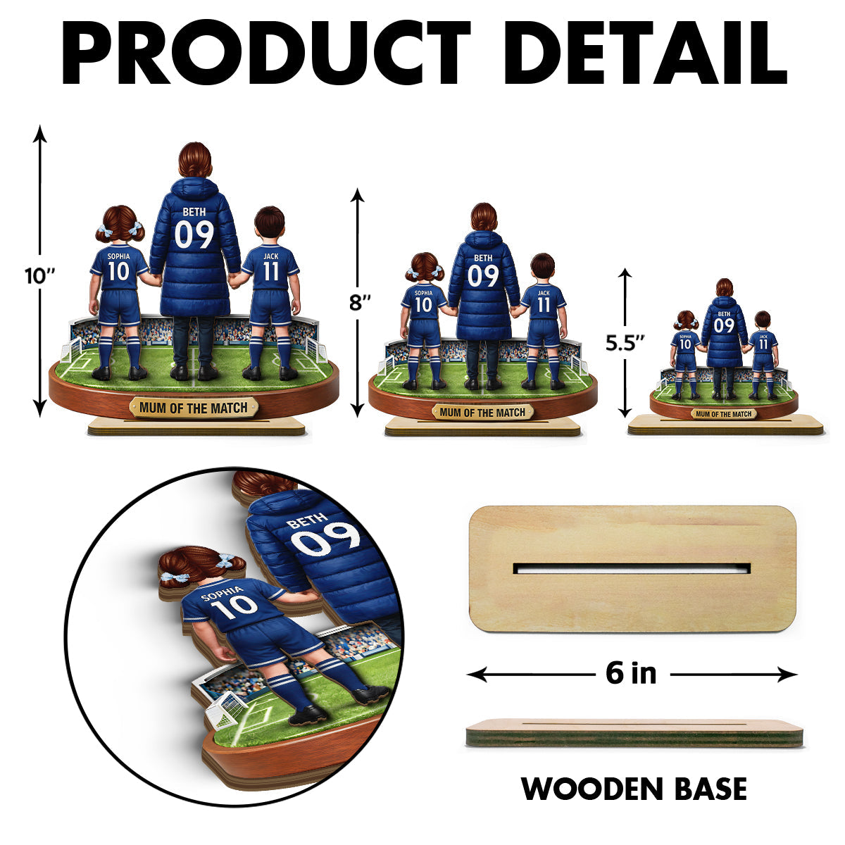 Mum Of The Match - Personalised 2-Layered Wooden Plaque – Gift For Football Mum
